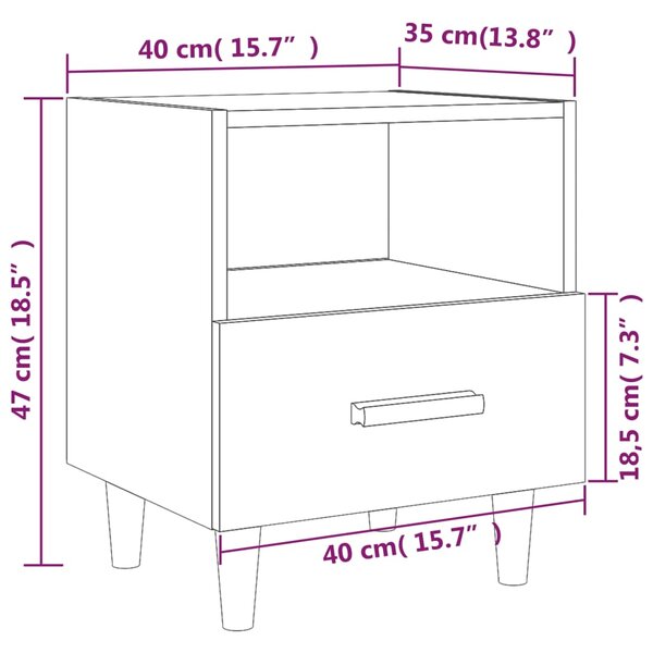 VidaXL Κομοδίνα 2 τεμ. Γκρι Σκυροδέματος 40 x 35 x 47 εκ