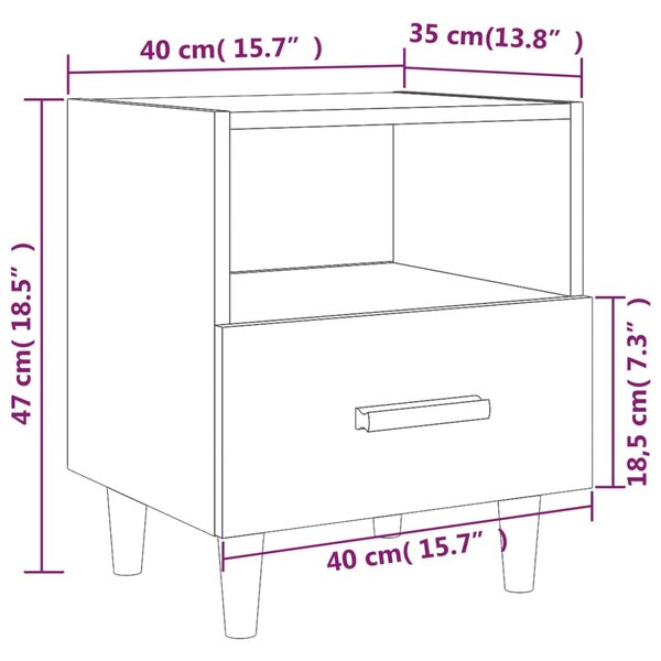 VidaXL Κομοδίνα 2 τεμ. Καφέ Δρυς 40 x 35 x 47 εκ