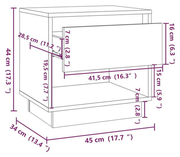 VidaXL Κομοδίνα 2 τεμ. Sonoma Δρυς 45 x 34 x 44 εκ. Επεξεργ. Ξύλο