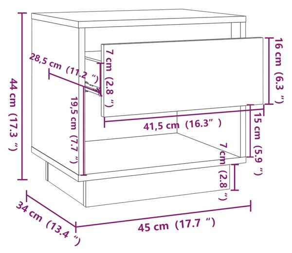 VidaXL Κομοδίνα 2 τεμ. Λευκά 45 x 34 x 44 εκ. από Μοριοσανίδα