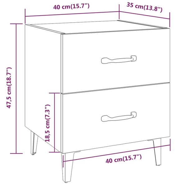 VidaXL Κομοδίνο Λευκό 40 x 35 x 47,5 εκ