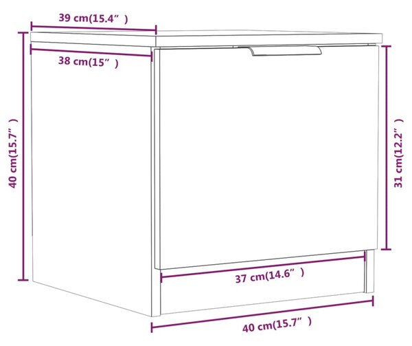 VidaXL Κομοδίνο Μαύρο 40 x 39 x 40 εκ