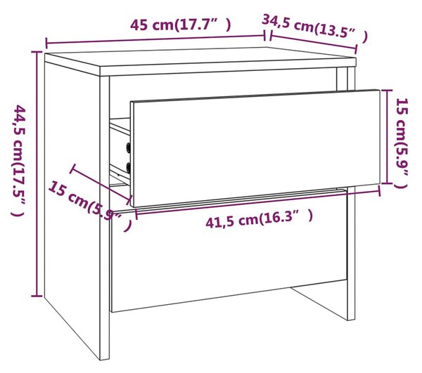 VidaXL Κομοδίνο Καπνιστή Δρυς 45 x 34,5 x 44,5 εκ. από Μοριοσανίδα