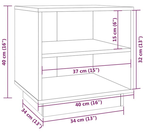 VidaXL Κομοδίνα 2 τεμ. Γκρι 40 x 34 x 40 εκ. από Μασίφ Ξύλο Πεύκου