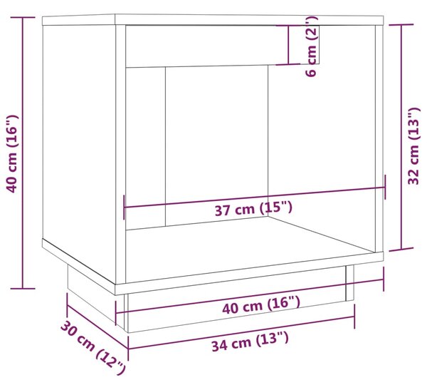 VidaXL Κομοδίνο Λευκό 40 x 30 x 40 εκ. από Μασίφ Ξύλο Πεύκου