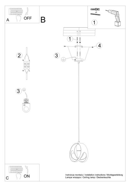 Sollux SL.1083 - Κρεμαστό φωτιστικό οροφής TULOS 1xE27/60W/230V λευκό