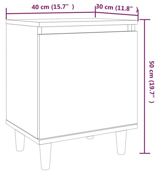 VidaXL Κομοδίνο Γκρι Sonoma 40 x 30 x 50 εκ. με Μασίφ Ξύλινα Πόδια