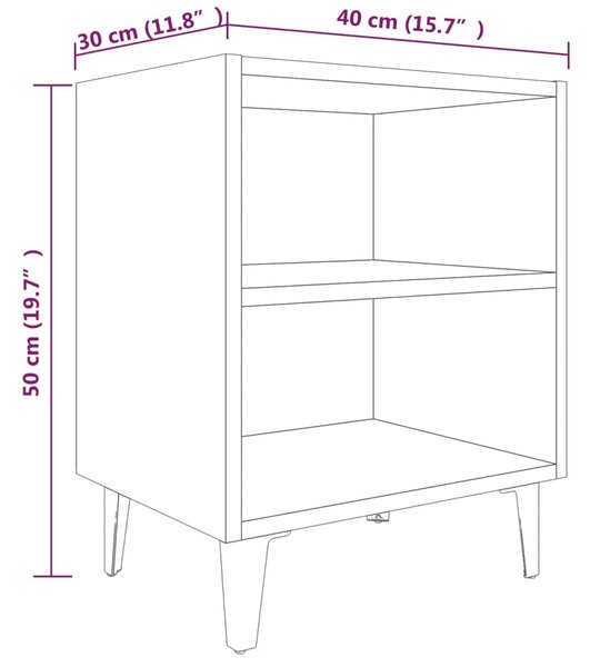 VidaXL Κομοδίνο Γκρι Sonoma 40 x 30 x 50 εκ. με Μεταλλικά Πόδια