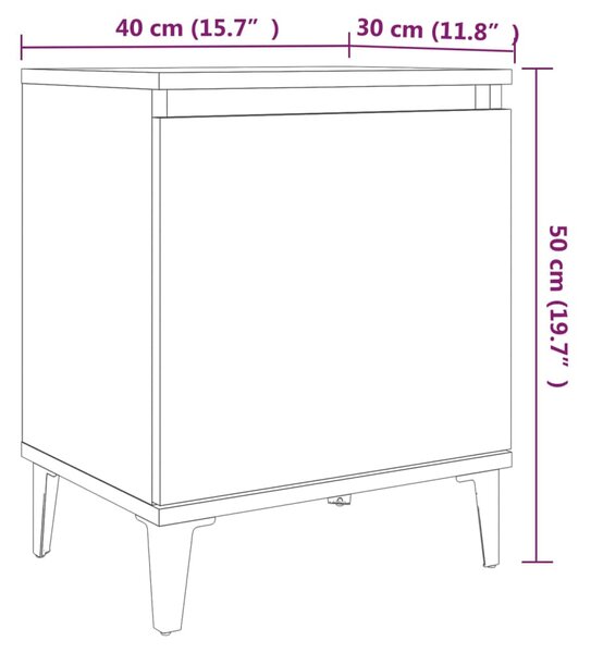 VidaXL Κομοδίνο Καπνιστή Δρυς 40 x 30 x 50 εκ. με Μεταλλικά Πόδια