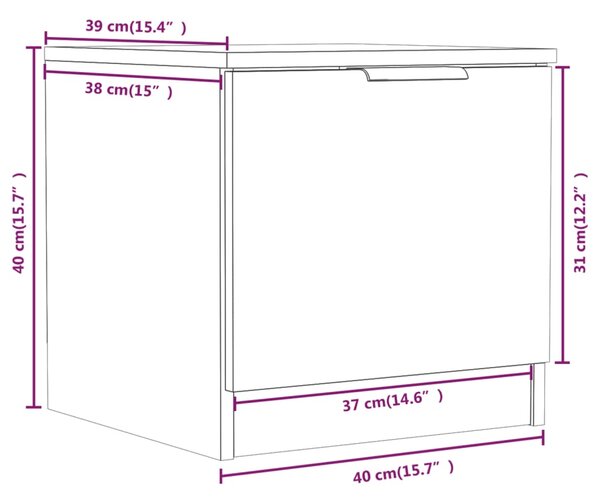 VidaXL Κομοδίνο Λευκό 40 x 39 x 40 εκ