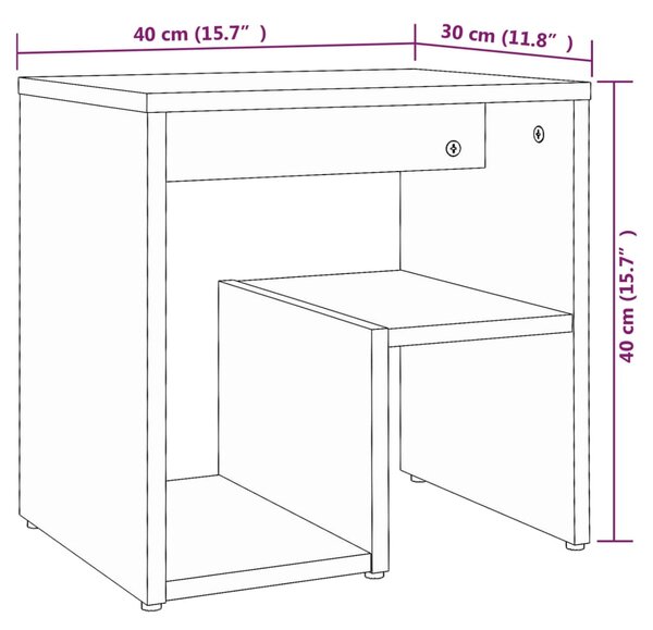 VidaXL Κομοδίνα 2 τεμ. Καπνιστή Δρυς 40x30x40 εκ. Επεξεργασμένο Ξύλο