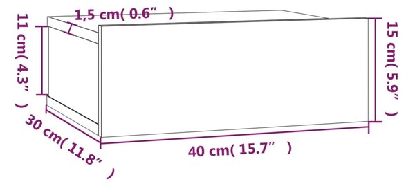 VidaXL Κομοδίνο Κρεμαστό Γκρι Sonoma 40x30x15 εκ. Επεξεργασμένο Ξύλο