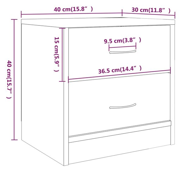 VidaXL Κομοδίνα 2 τεμ. Καπνιστή Δρυς 40x30x40 εκ. από Επεξεργ. Ξύλο