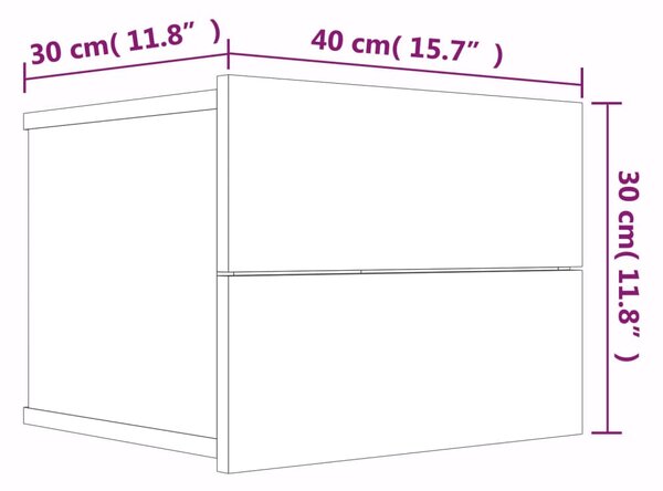 VidaXL Κομοδίνο Καπνιστή Δρυς 40x30x30 εκ. από Επεξεργασμένο Ξύλο