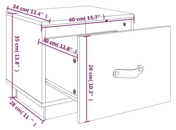 VidaXL Κομοδίνα 2 τεμ. 40 x 34 x 35 εκ. από Μασίφ Ξύλο Πεύκου