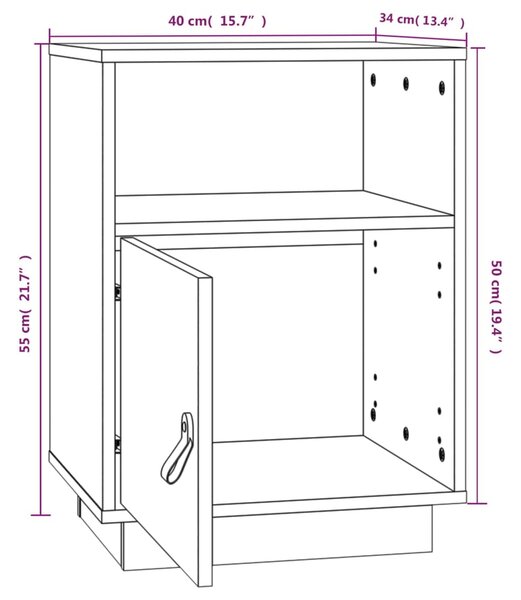 VidaXL Κομοδίνο Γκρι 40x34x55 εκ. από Μασίφ Ξύλο Πεύκου