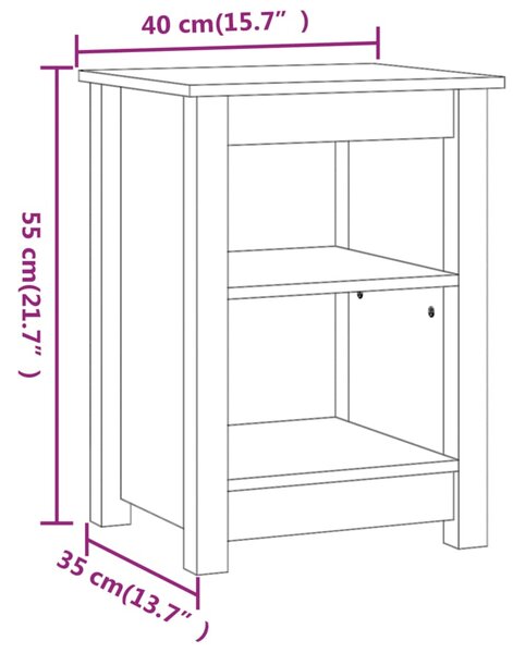 VidaXL Κομοδίνα 2 τεμ. 40 x 35 x 55 εκ. από Μασίφ Ξύλο Πεύκου