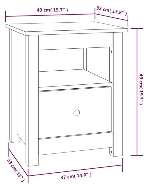 VidaXL Κομοδίνα 2 τεμ. Λευκά 40x35x49 εκ. από Μασίφ Ξύλο Πεύκου