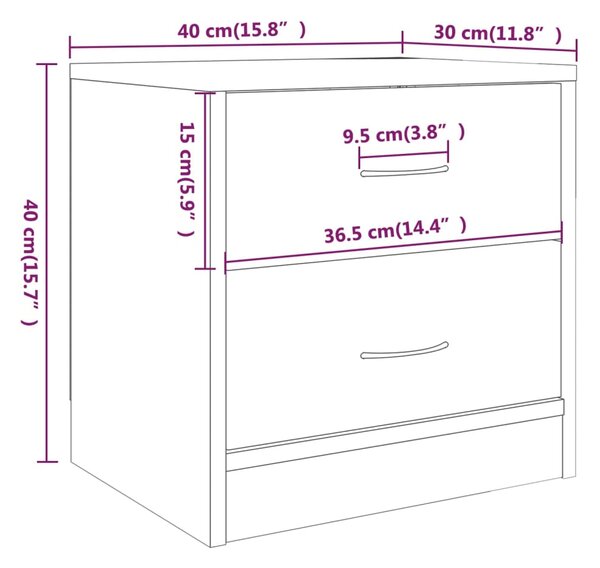 VidaXL Κομοδίνα 2 τεμ. Καφέ Δρυς 40x30x40 εκ. από Επεξεργ. Ξύλο