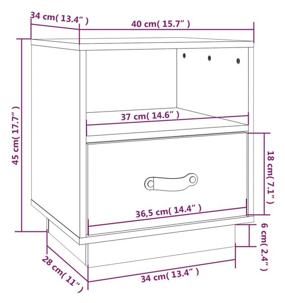 VidaXL Κομοδίνα 2 τεμ. 40 x 34 x 45 εκ. από Μασίφ Ξύλο Πεύκου