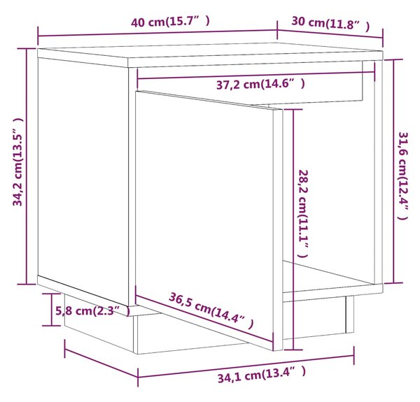 VidaXL Κομοδίνο 40 x 30 x 40 εκ. από Μασίφ Ξύλο Πεύκου