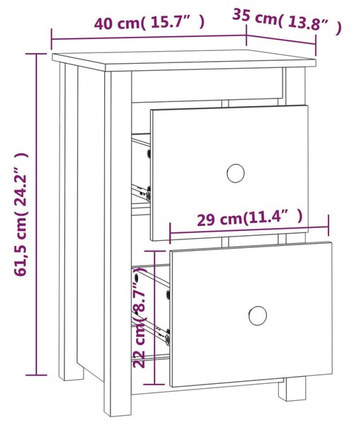 VidaXL Κομοδίνο Γκρι 40 x 35 x 61,5 εκ. από Μασίφ Ξύλο Πεύκου