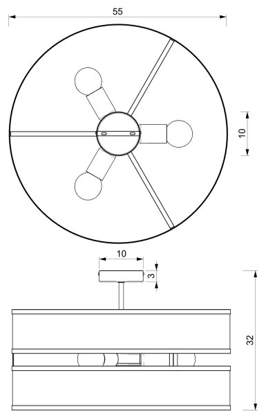 Πλαφονιέρα οροφής GLUM 3xE27/60W/230V μαύρο