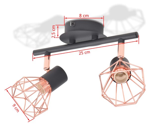 VidaXL Φωτιστικό Σποτ Ράγα με 2 Λαμπτήρες LED Filament 8 W