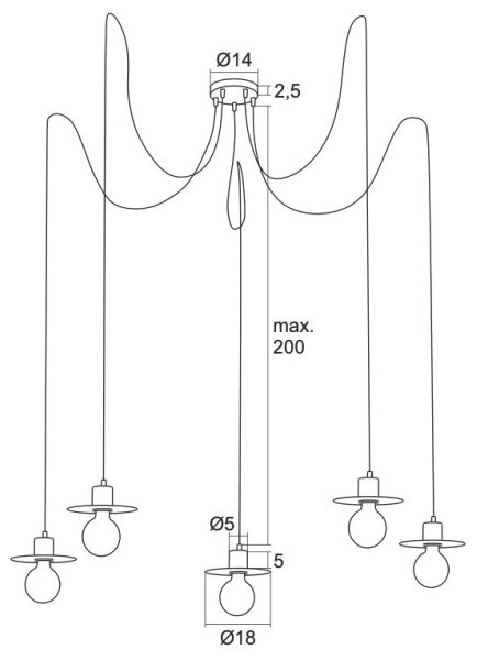 Argon 2077 - Κρεμαστό φωτιστικό πολύφωτο CORSO 5xE27/15W/230V λευκό