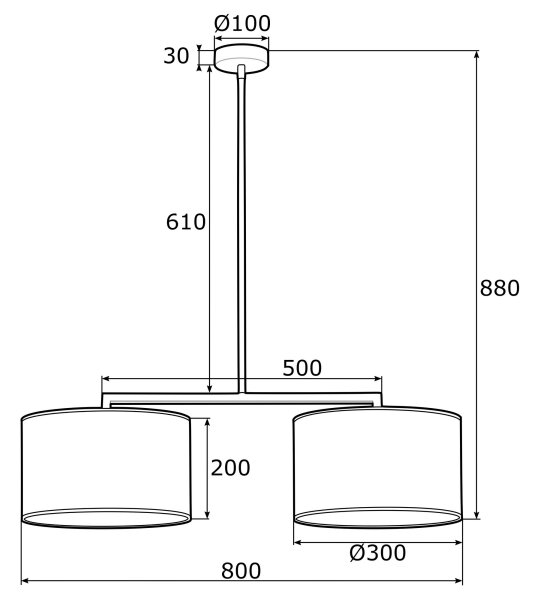 Argon 0899 - Κρεμαστό φωτιστικό οροφής δίφωτο KARIN 2xE27/15W/230V μαύρο