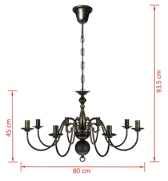 Πολυέλαιος Αντικέ Μαύρος Μεταλλικός για 8 x E14 Λαμπτήρες
