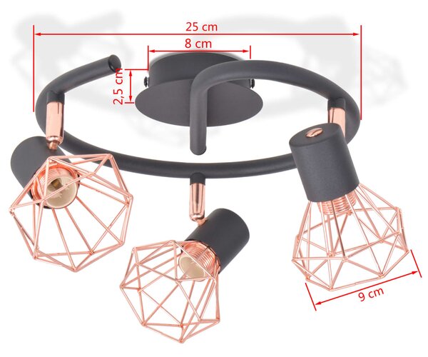 VidaXL Φωτιστικό Σποτ Ράγα με 3 Λαμπτήρες LED Filament 12 W