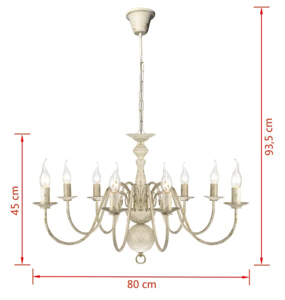 Πολυέλαιος Αντικέ Λευκός Μεταλλικός για 8 x E14 Λαμπτήρες