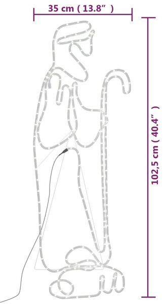 VidaXL Χριστουγεννιάτικη Φιγούρα Ποιμένας & Αρνί με 168 LED 102x35 εκ