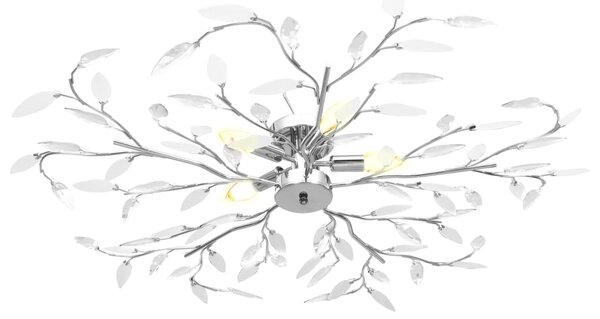 VidaXL Φωτιστικό Οροφής Λευκό με Ακρυλ. Κρυστάλ. Φύλλα 5 Λαμπτήρες Ε14