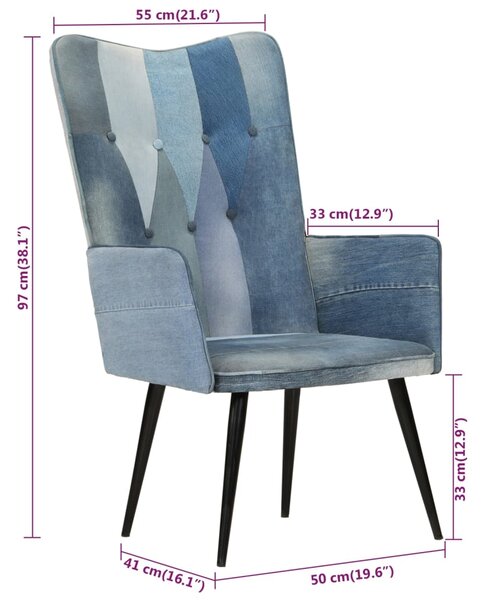 VidaXL Πολυθρόνα με Denim Patchwork από Καραβόπανο