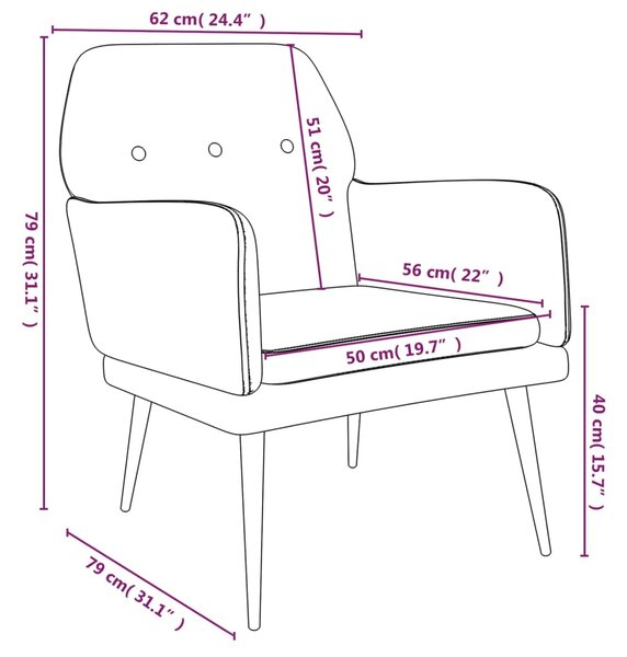 VidaXL Πολυθρόνα Μπορντό 62 x 79x 79 εκ. Βελούδινη