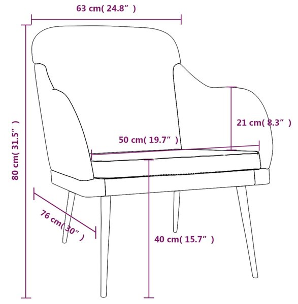 VidaXL Πολυθρόνα Σκούρο Γκρι 63x76x80 εκ. Βελούδινη