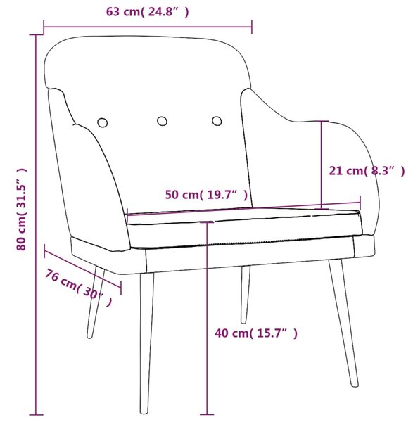 VidaXL Πολυθρόνα Σκούρο Γκρι 63 x 76 x 80 εκ. Υφασμάτινη