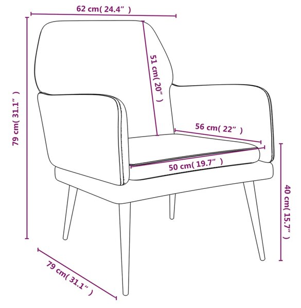 VidaXL Πολυθρόνα Μαύρη 62 x 79x 79 εκ. Βελούδινη