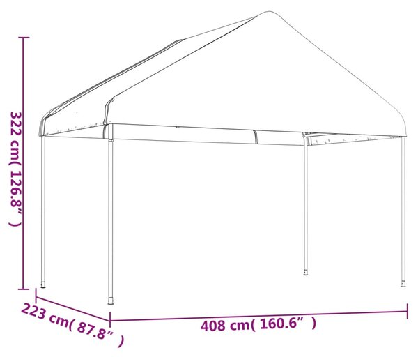 VidaXL Κιόσκι με Τέντα Λευκό 15,61 x 4,08 x 3,22 μ. από Πολυαιθυλένιο