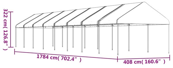 VidaXL Κιόσκι με Τέντα Λευκό 17,84 x 4,08 x 3,22 μ. από Πολυαιθυλένιο