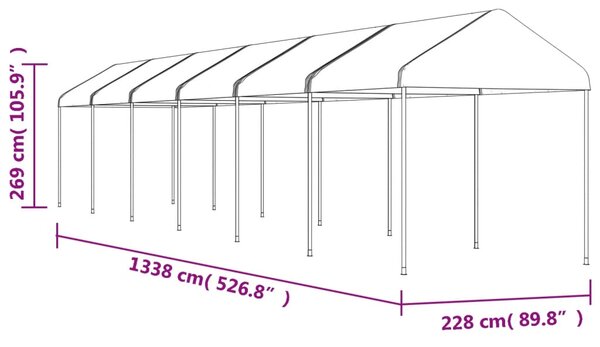 VidaXL Κιόσκι με Τέντα Λευκό 13,38 x 2,28 x 2,69 μ. από Πολυαιθυλένιο