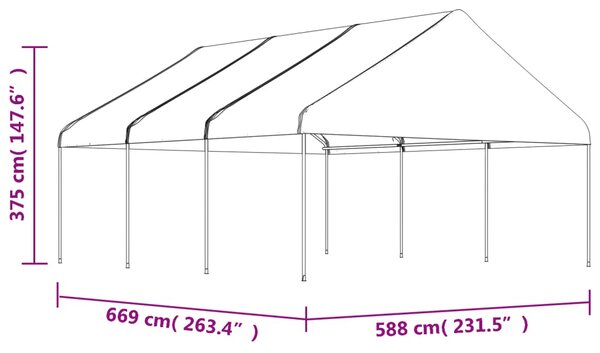 VidaXL Κιόσκι με Τέντα Λευκό 6,69 x 5,88 x 3,75 μ. από Πολυαιθυλένιο