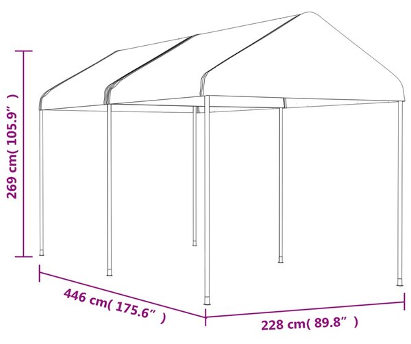 VidaXL Κιόσκι με Τέντα Λευκό 4,46 x 2,28 x 2,69 μ. από Πολυαιθυλένιο