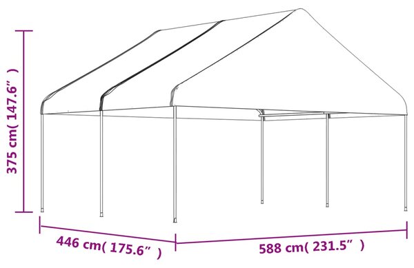 VidaXL Κιόσκι με Τέντα Λευκό 4,46 x 5,88 x 3,75 μ. από Πολυαιθυλένιο