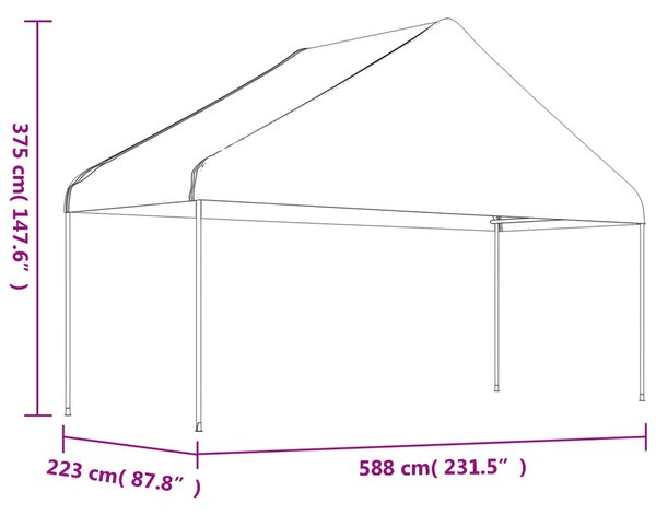 VidaXL Κιόσκι με Τέντα Λευκό 5,88 x 2,23 x 3,75 μ. από Πολυαιθυλένιο