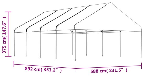 VidaXL Κιόσκι με Τέντα Λευκό 8,92 x 5,88 x 3,75 μ. από Πολυαιθυλένιο