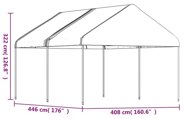 VidaXL Κιόσκι με Τέντα Λευκό 4,46 x 4,08 x 3,22 μ. από Πολυαιθυλένιο