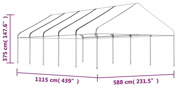 VidaXL Κιόσκι με Τέντα Λευκό 11,15 x 5,88 x 3,75 μ. από Πολυαιθυλένιο